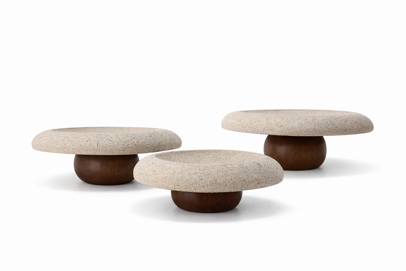 BANDEJA STONE GDE CON PIE MADERA