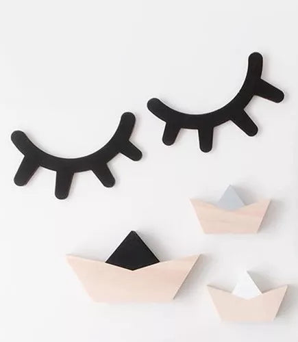 PESTAÑAS CON AUTOADHESIVO PARA PARED NEGRAS X 2