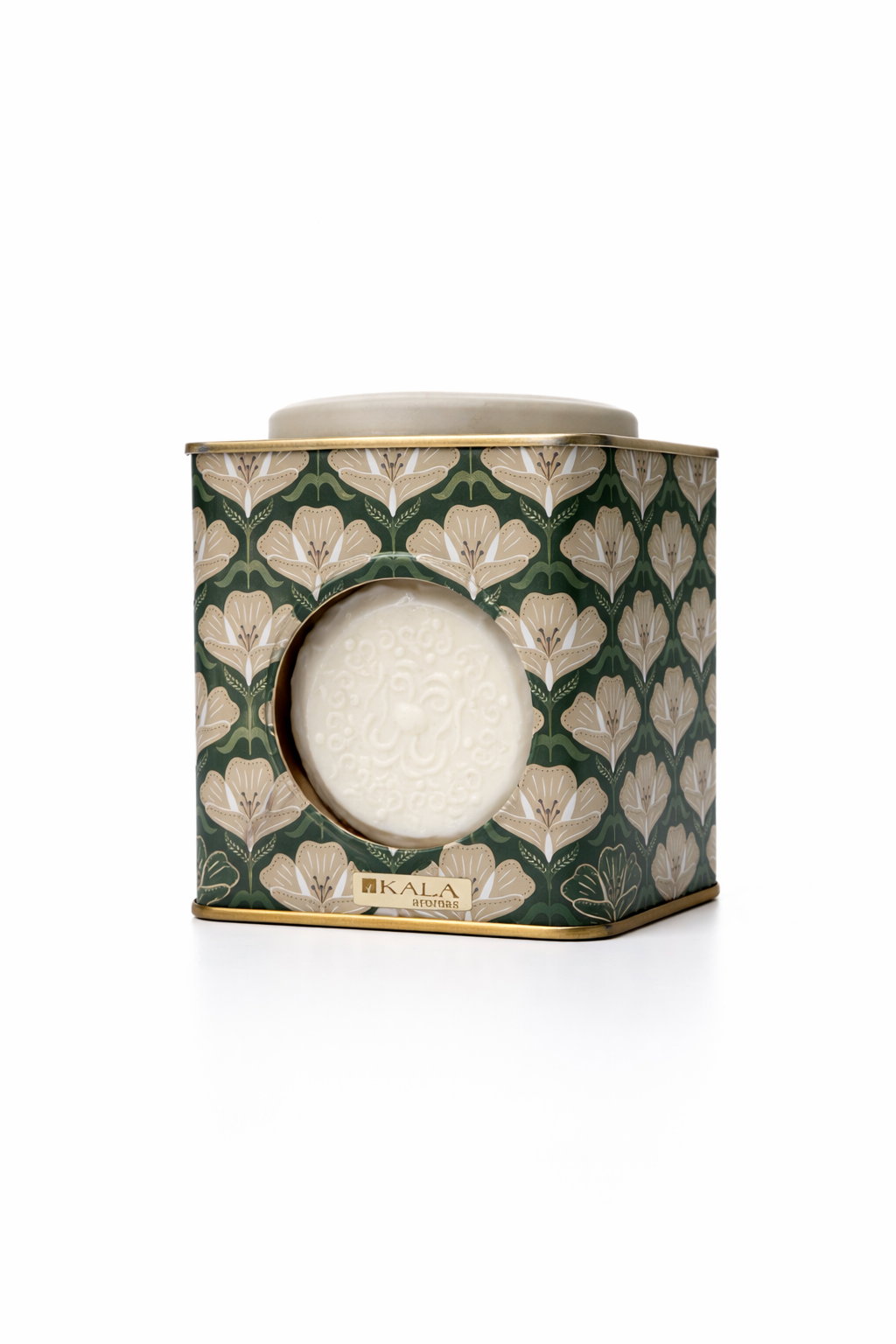 LATA VERDE FLOR CON ESPONJA Y JABON