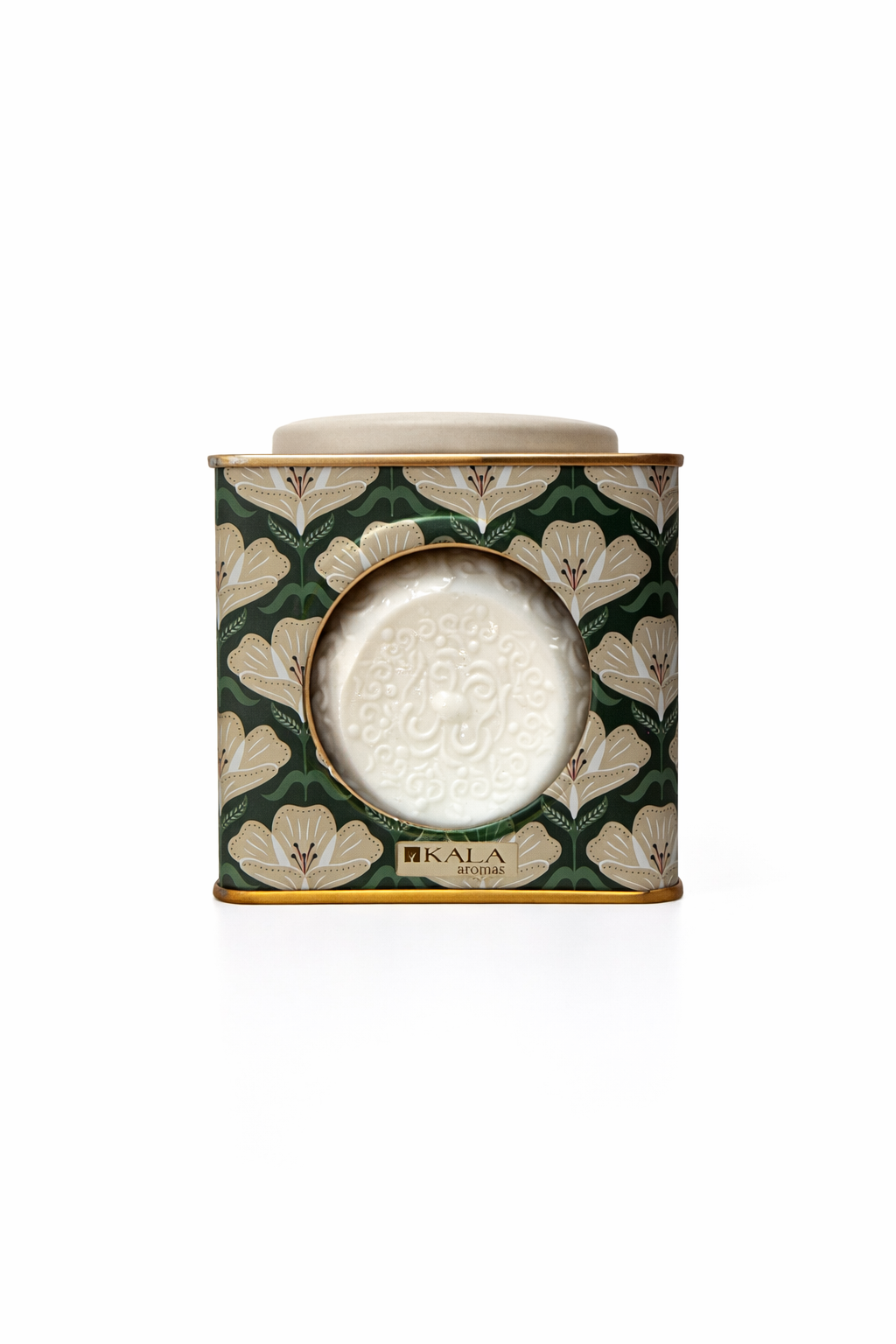 LATA VERDE FLOR CON ESPONJA Y JABON